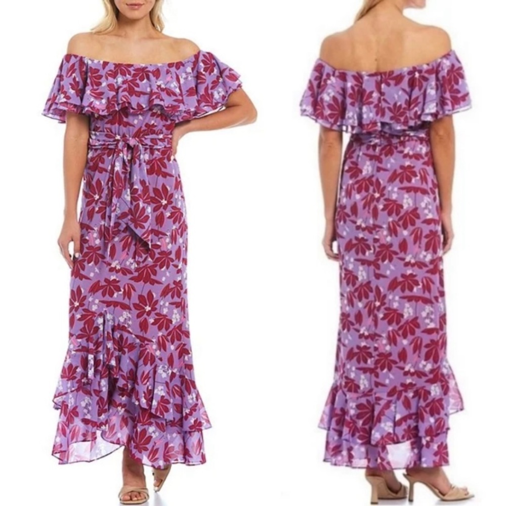 Sachin + Babi Elizabeth Off the Shoulder Floral Tiered Maxi Dress